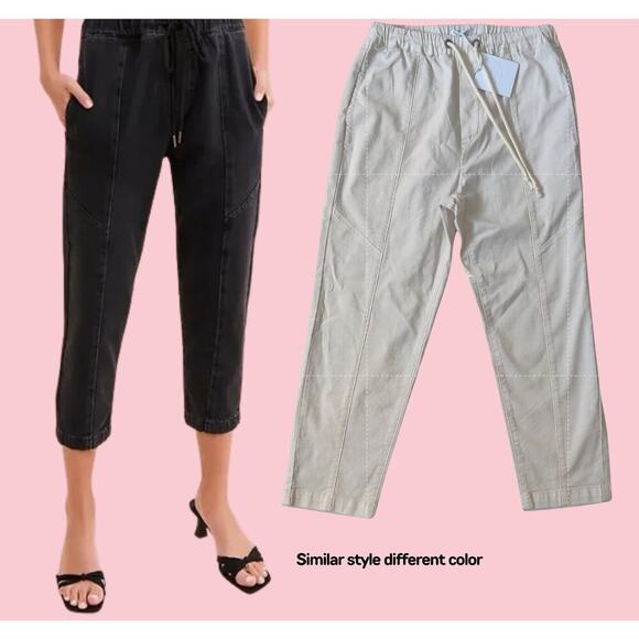 Pistola Revolve Pull On Crop Pants Drawstring Elastic Waist Ivory Sz 26 Paperbag - Picture 1 of 5